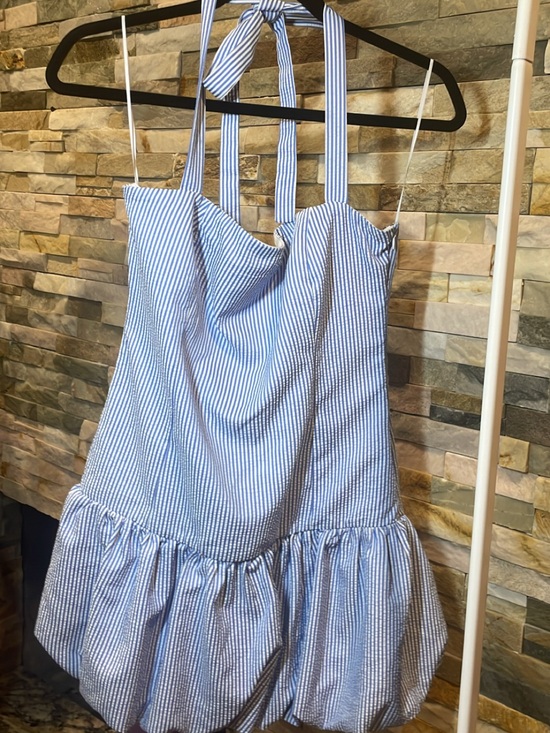 Edikted Dresses & Skirts - EDIKTED bubble blue stripes halter mini dress
